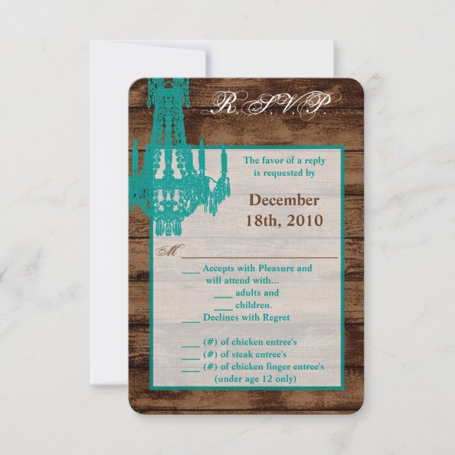 3.5x5 R.S.V.P. KartenWestern Rustikaler Kronleucht Einladung (Vorderseite)