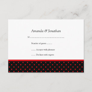 3.5x5 Roter und Schwarzer Polka-Dot-UAWG RSVP Karte