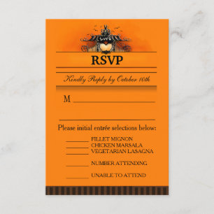 3.5x5 RSVP-Karte - Menüauswahl - Halloween-Liebe RSVP Karte