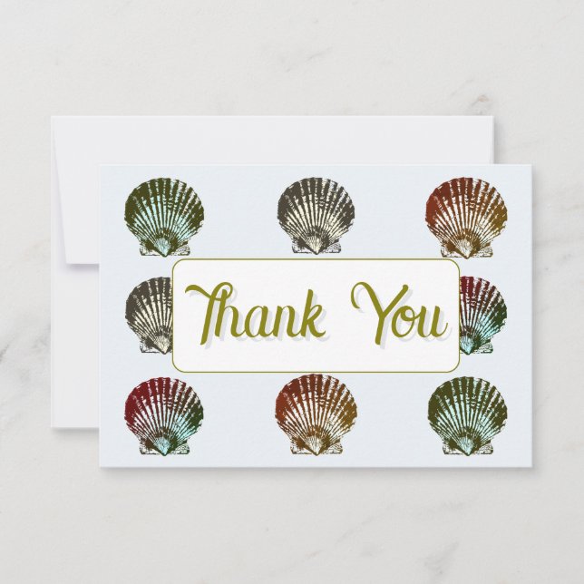 3.5X5" Seashell Pattern Flat Thank You Note Card Mitteilungskarte (Vorderseite)
