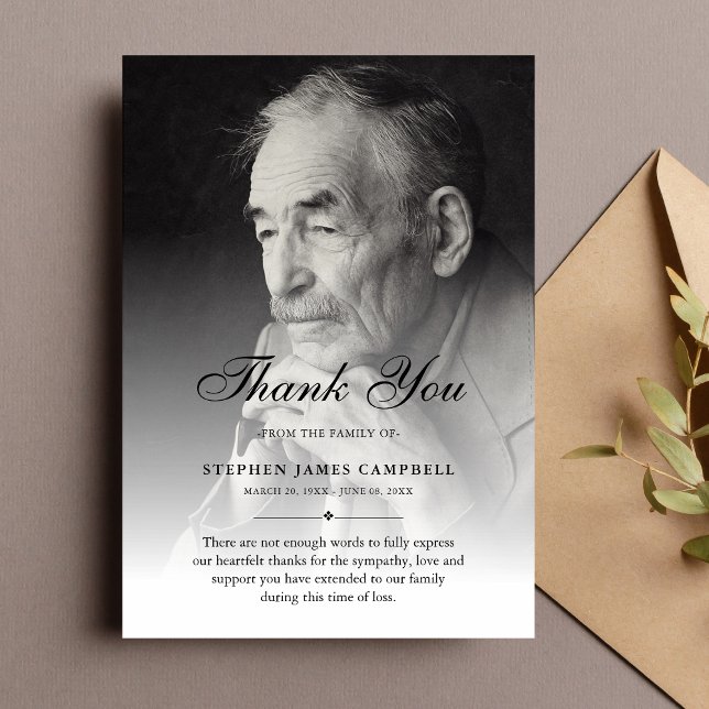 3.5x5 Thank You Custom Funeral Photo Sympathy Dankeskarte (Photo Sympathy Thank You Card)