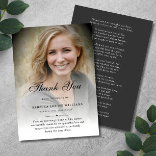3.5x5 Vielen Dank Custom Funeral Foto Beileid Grau Dankeskarte