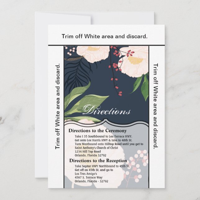 3.5x6 Carte de direction Fleurs florales blanches  (Devant)