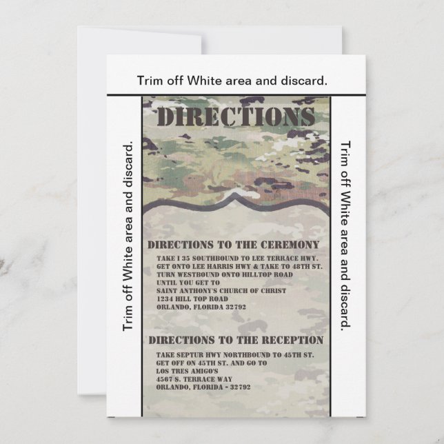 3.5x6 Directions Card Army Air Force OCP Camouflag Einladung (Vorderseite)