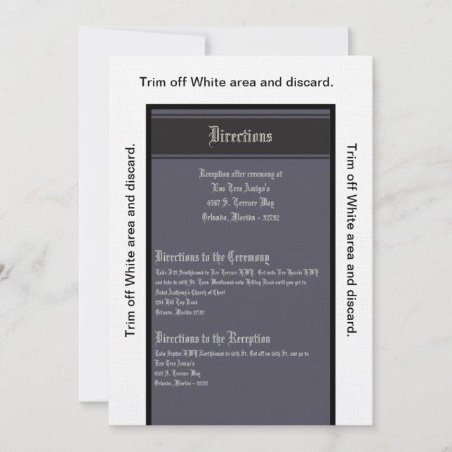 3.5x6 Directions Card Black Krawatte Affair Einladung (Vorderseite)