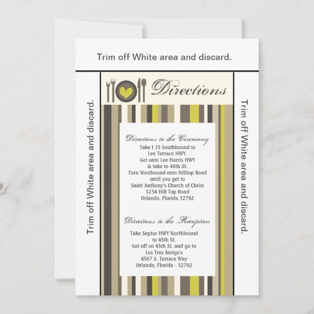 3.5x6 Directions Card China Platine Silverware Pla Einladung (Vorderseite)