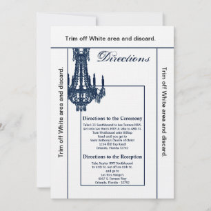 3.5x6 Directions Card Crystal Chandelier Glitz Gla Einladung
