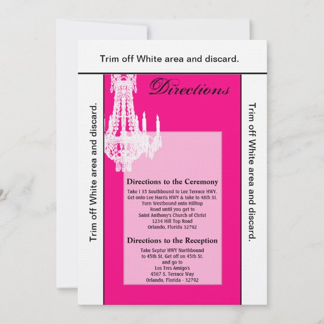 3.5x6 Directions Card Crystal Chandelier Glitz Gla Einladung (Vorderseite)