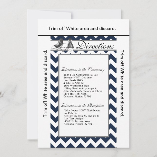 3.5x6 Directions Card Teenage Sneakers Zickzack Einladung (Vorderseite)
