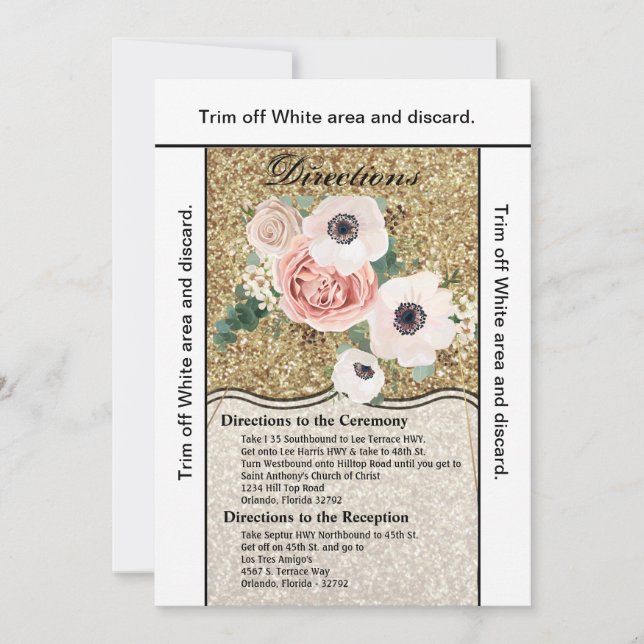 3.5x6 Directors Card Geometric Rose Gold Glitzer Einladung (Vorderseite)