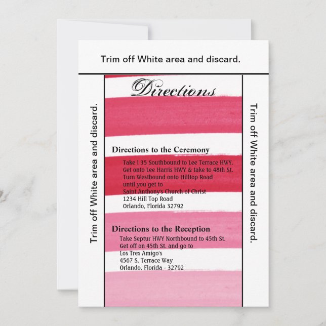 3.5x6 Fahrtausweis Ombre Stripe Pink Line Fade Einladung (Vorderseite)