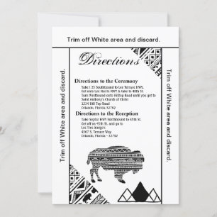 3.5x6 Fahrtkarte Boho Buffalo Tribal Muster Einladung