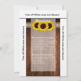 3.5x6 Fahrtkarte Land Sonnenblumen Holz Spitze Einladung