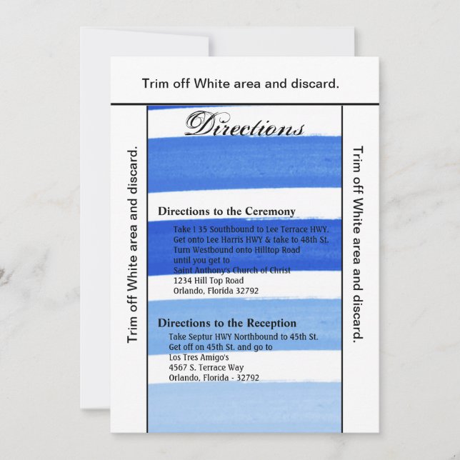 3.5x6 Fahrtkartenausgabe Ombre Stripe Blue Line Fa Einladung (Vorderseite)