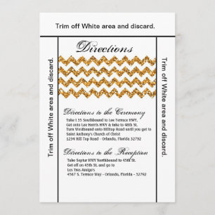 3,5x6 Richtungskarte Gold Glitter Chevron Streifen Einladung