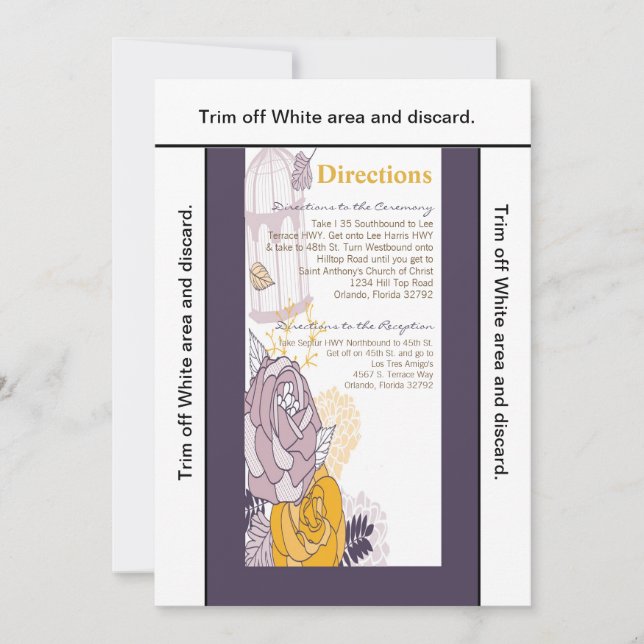 3.5x6 Vintager Pflaumenmuster Rose Einladung (Vorderseite)