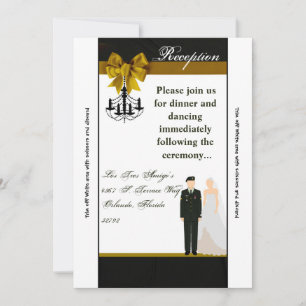 3,5x7 Empfangskarte ARMY Uniform Frisur Braut Verk Einladung
