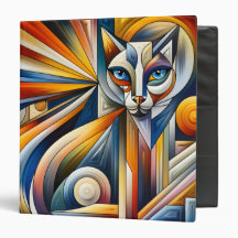 Cubism Cat Gras Couleurs Classeur à 3 anneaux
