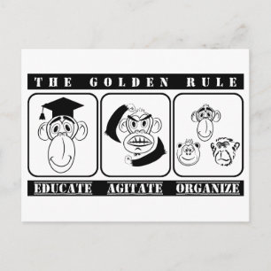 3 Affen bilden Agitate organisieren Postkarte