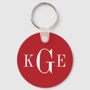 3 anfängliche Monogramm rote weiße Trauzeugen Schl Schlüsselanhänger