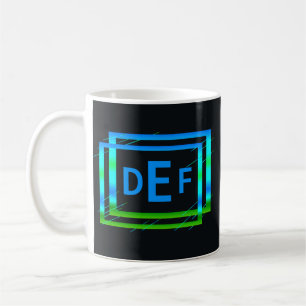 3 Anfangsbuchstabe blaue grüne Geometrie Kaffeetasse
