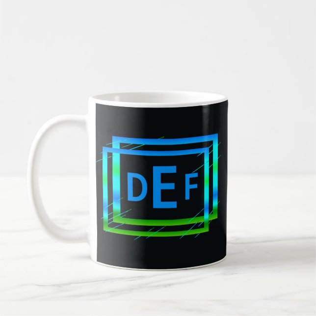 3 Anfangsbuchstabe blaue grüne Geometrie Kaffeetasse (Links)