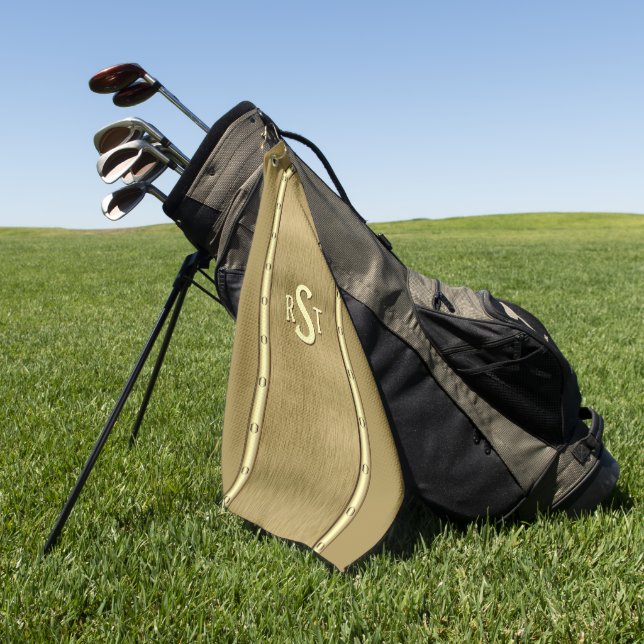 3 Anfangsbuchstabe Monogramm Brauntanncreme gebürs Golfhandtuch (Gras)