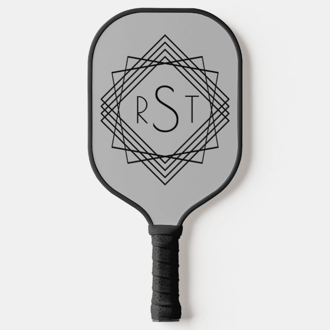3 Anfangsbuchstaben Klassische geometrische Linien Pickleball Schläger (Vorderseite)