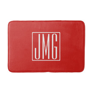 3 Anfangsbuchstaben Monogramm Rot & Weiß (oder D Badematte