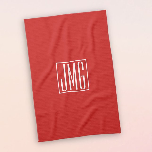 3 Anfangsbuchstaben Monogramm | Rot & Weiß (oder D Geschirrtuch (Von Creator hochgeladen)
