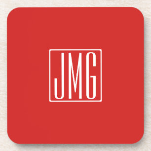 3 Anfangsbuchstaben Monogramm   Rot & Weiß (oder D Getränkeuntersetzer