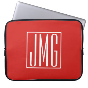3 Anfangsbuchstaben Monogramm   Rot & Weiß (oder D Laptopschutzhülle