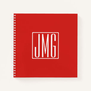 3 Anfangsbuchstaben Monogramm Rot & Weiß (oder D Notizbuch