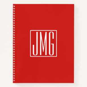3 Anfangsbuchstaben Monogramm Rot & Weiß (oder D Notizbuch