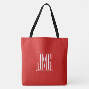 3 Anfangsbuchstaben Monogramm Rot & Weiß (oder D Tasche