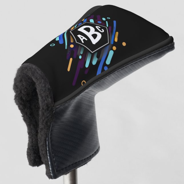 3 Anfangsbuchstaben Monogramm Schwarzer Rahmen Bla Golf Headcover (3/4 Vorderseite)