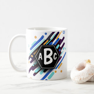 3 Anfangsbuchstaben Monogramm Schwarzer Rahmen Bla Kaffeetasse