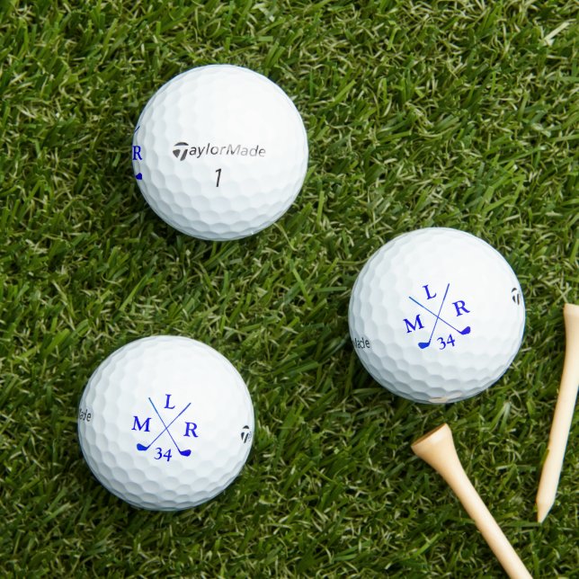 3 Anfangsbuchstaben Personalisiertes blaues Monogr Golfball (Insitu Gras)