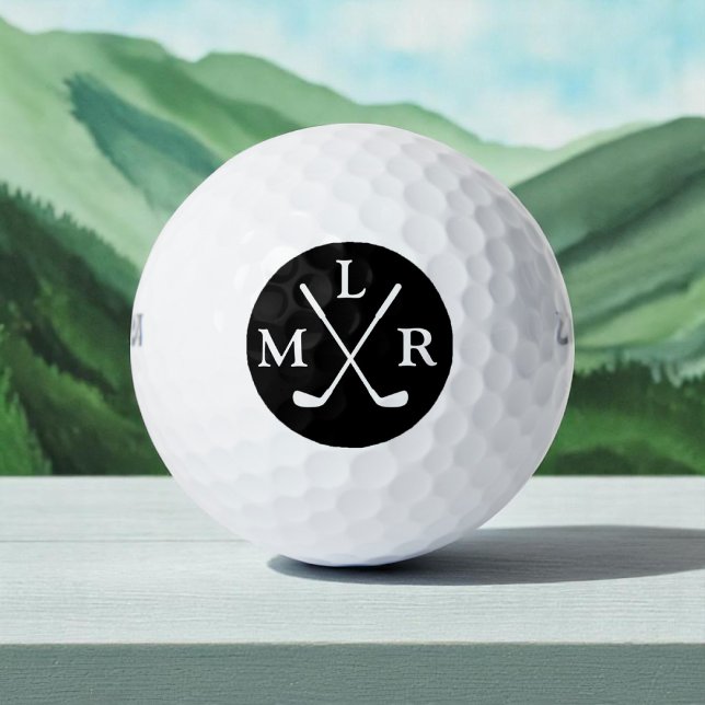 3-Anfangsbuchstaben Schwarz-Weiß-Monogramm Golfball (Von Creator hochgeladen)
