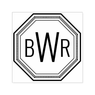 3 Anfangsbuchstabenmonogramm #1 Oktagonaler Rahmen Permastempel