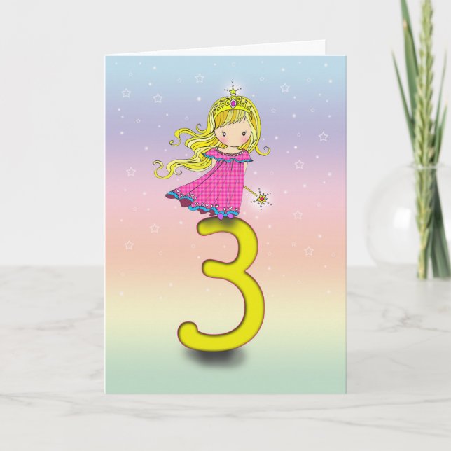 3 ans Anniversaire Carte Little Princesse (Devant)