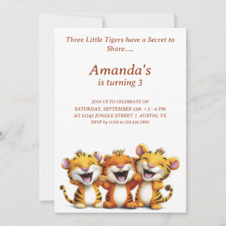 3 ans - Tigres : Invitation de fête d'anniversaire