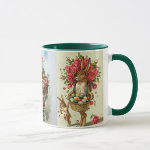 3 antike Postkarten-Osterhasen-Rosen Tasse