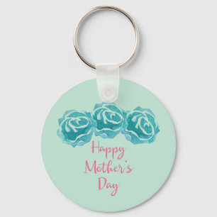 3 Aquamarine Aquarellfarben Rose Frohen Muttertag Schlüsselanhänger