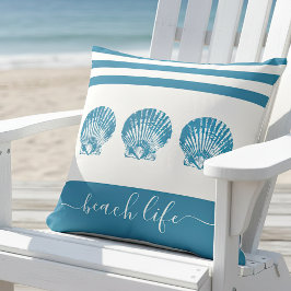 3 aquamarine blaue Muscheln Strand Life Drehbuch m Kissen