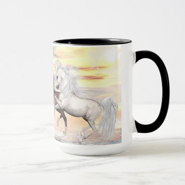 3 arabische Pferde 15 Unze-Wecker-Tasse Tasse (Rechts)