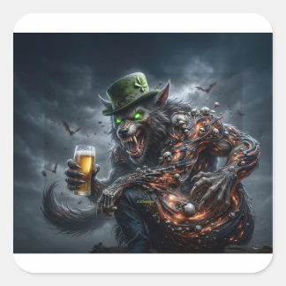 3 Arm Irischer Werwolf Quadratischer Aufkleber