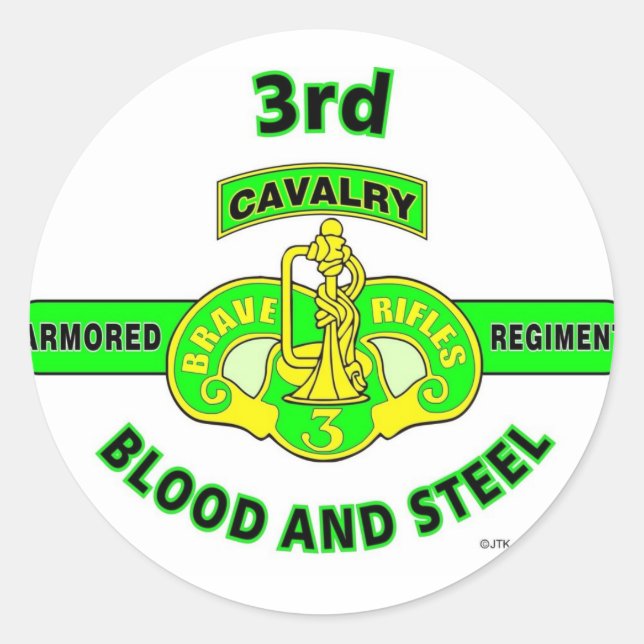 3. ARMORED CAVALRY REGIMENT "BRAVE RIFLES" RUNDER AUFKLEBER (Vorderseite)