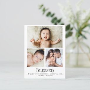 3 Baby Fotos Geburtshinweis Postkarte