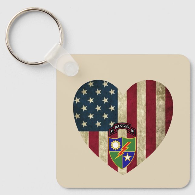 3. Bataillon 75. Ranger Reg American Heart Flag Schlüsselanhänger (Vorderseite)